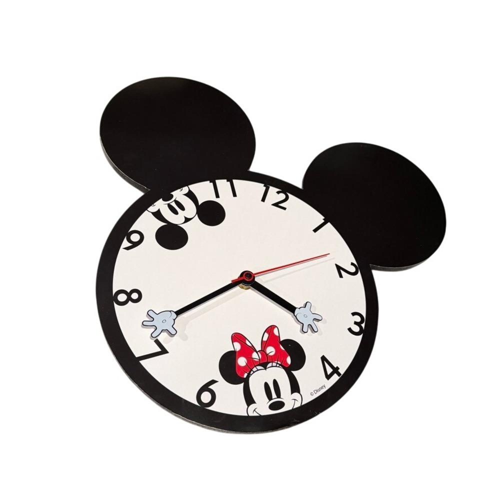 Disney Kids Mickey Minnie Mouse Wall Clock OS Black White Red Disneyana‎ Decor